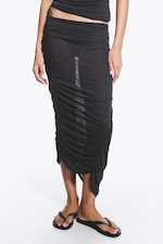 Gris foncé - Jupe asymétrique froncée taille basse - 1