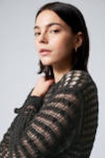 Dark Grey - Loose Fit Open-Knit Sweater - 1