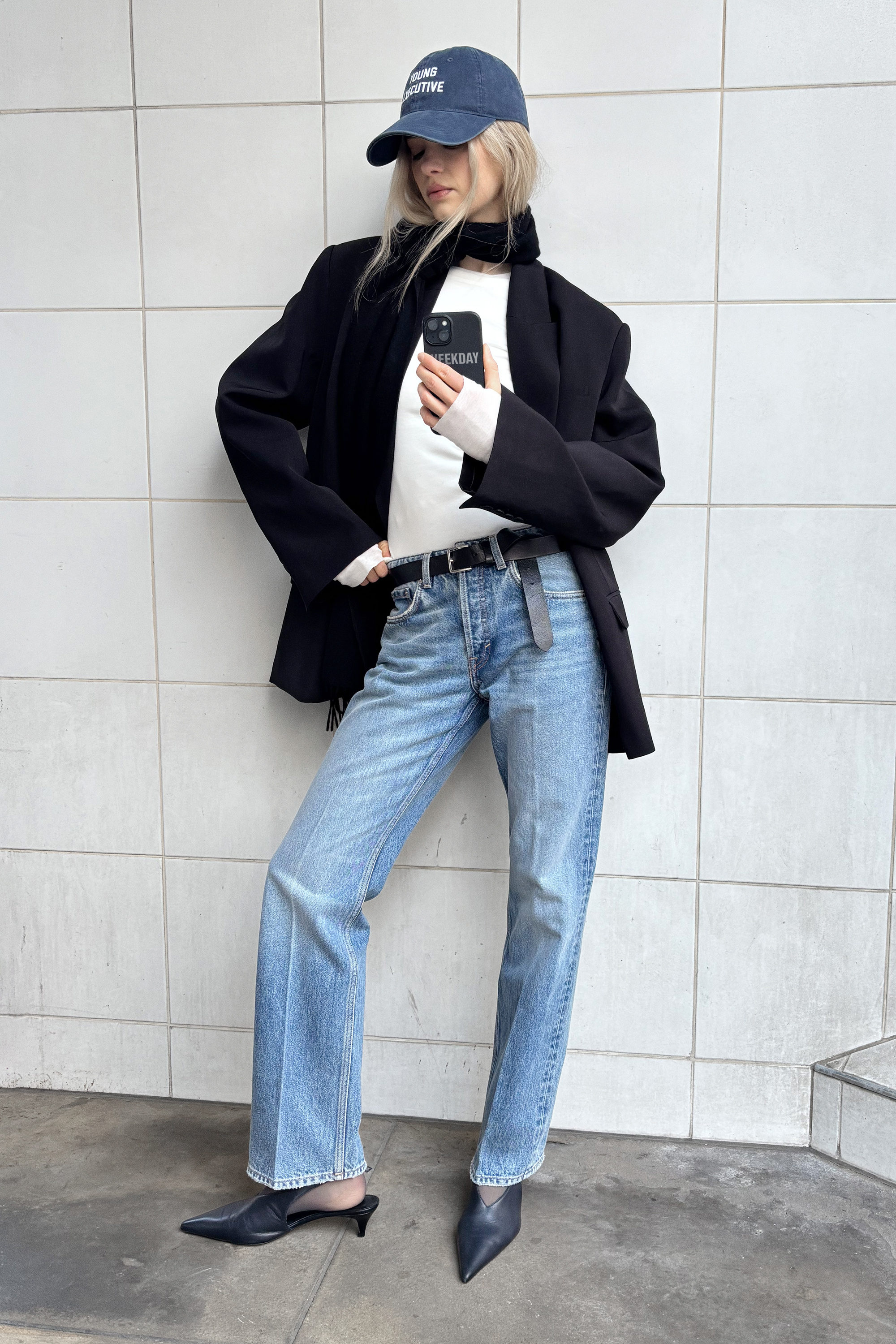 Mid Blue - Medium Blue - Origin Mid Rise Regular Straight Leg Jeans - 1