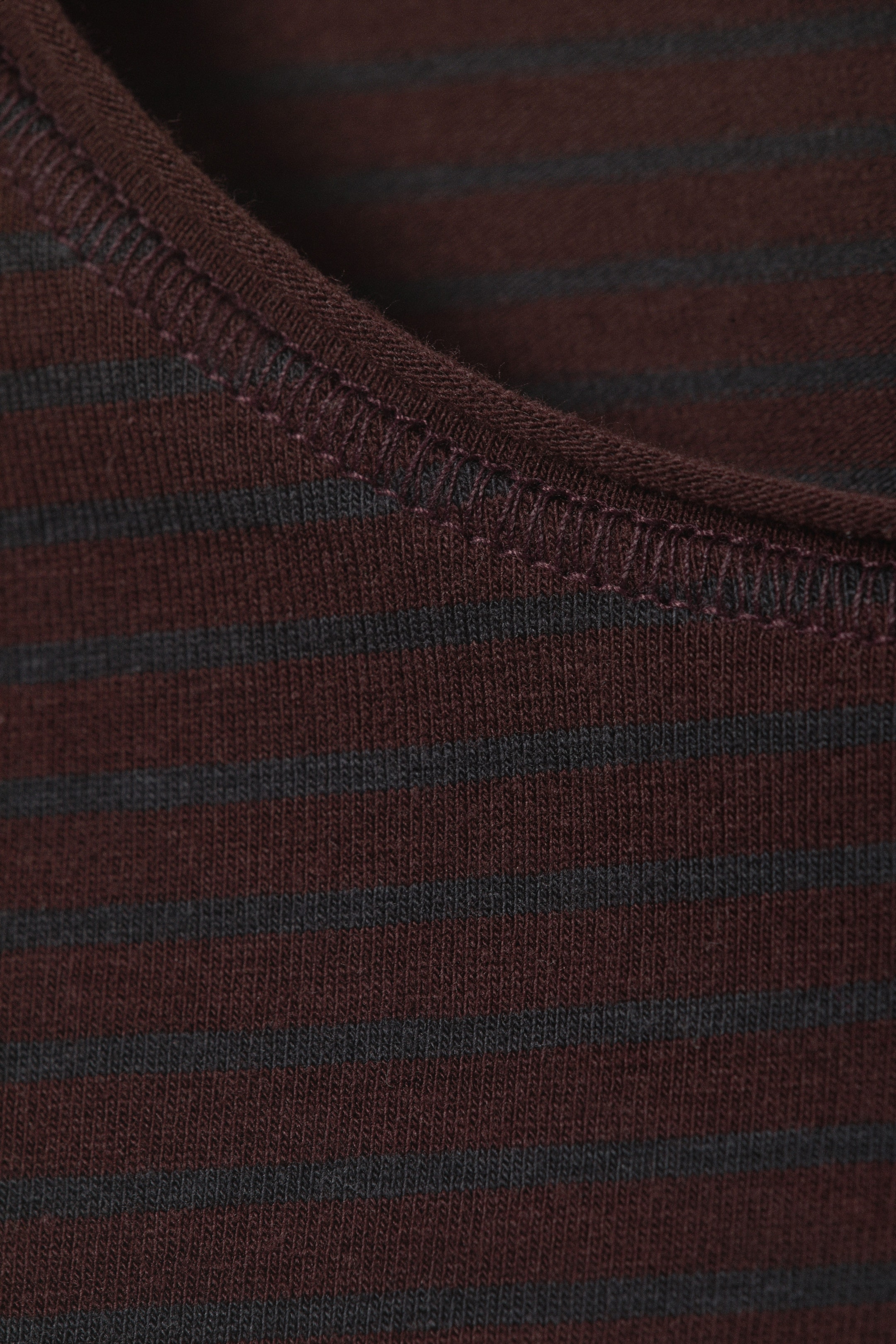 Striped Dark Red - Long Sleeve Cotton Top - 4