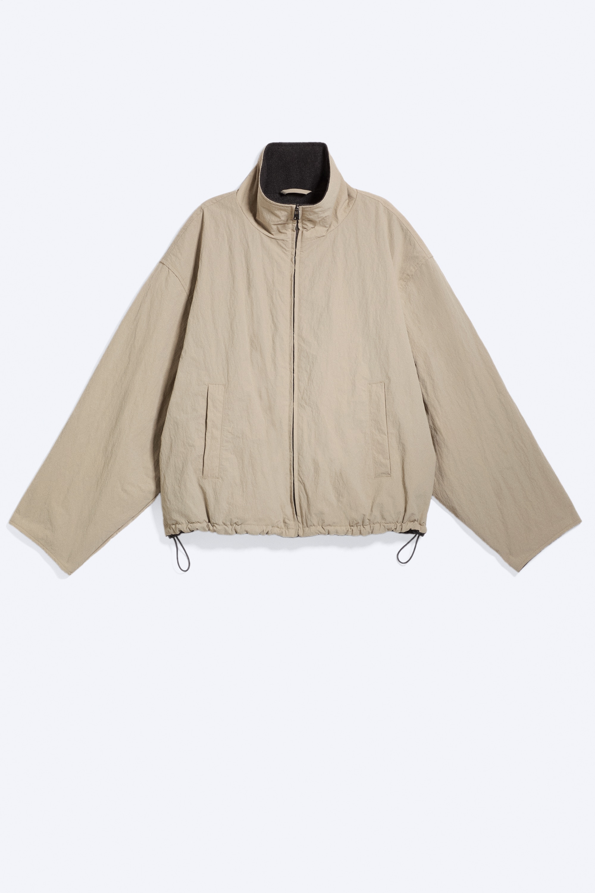 Veste nylon oversize - Dusty Beige/Noir