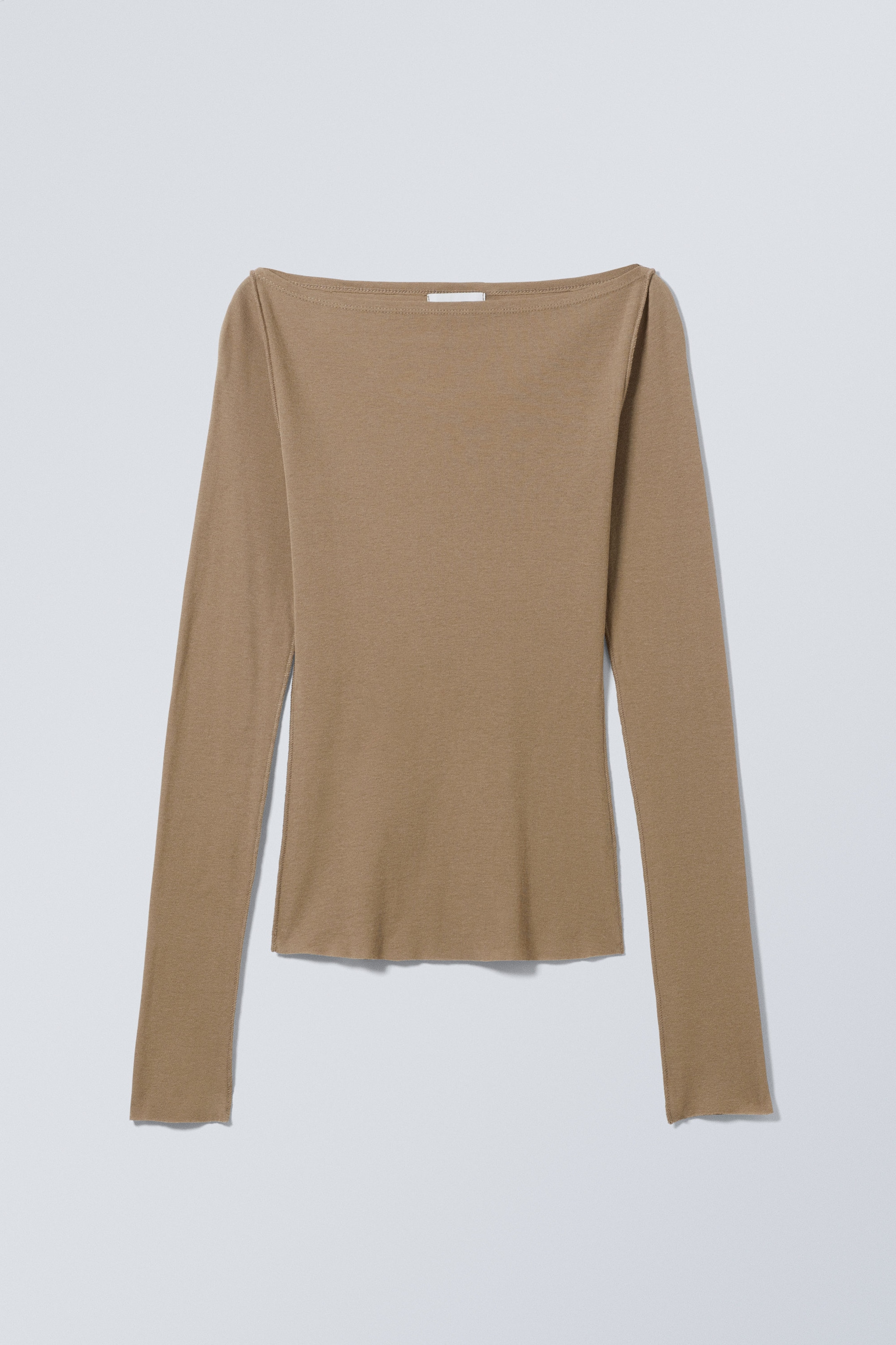 Dark Beige - Sheer Long Sleeve Top - 1