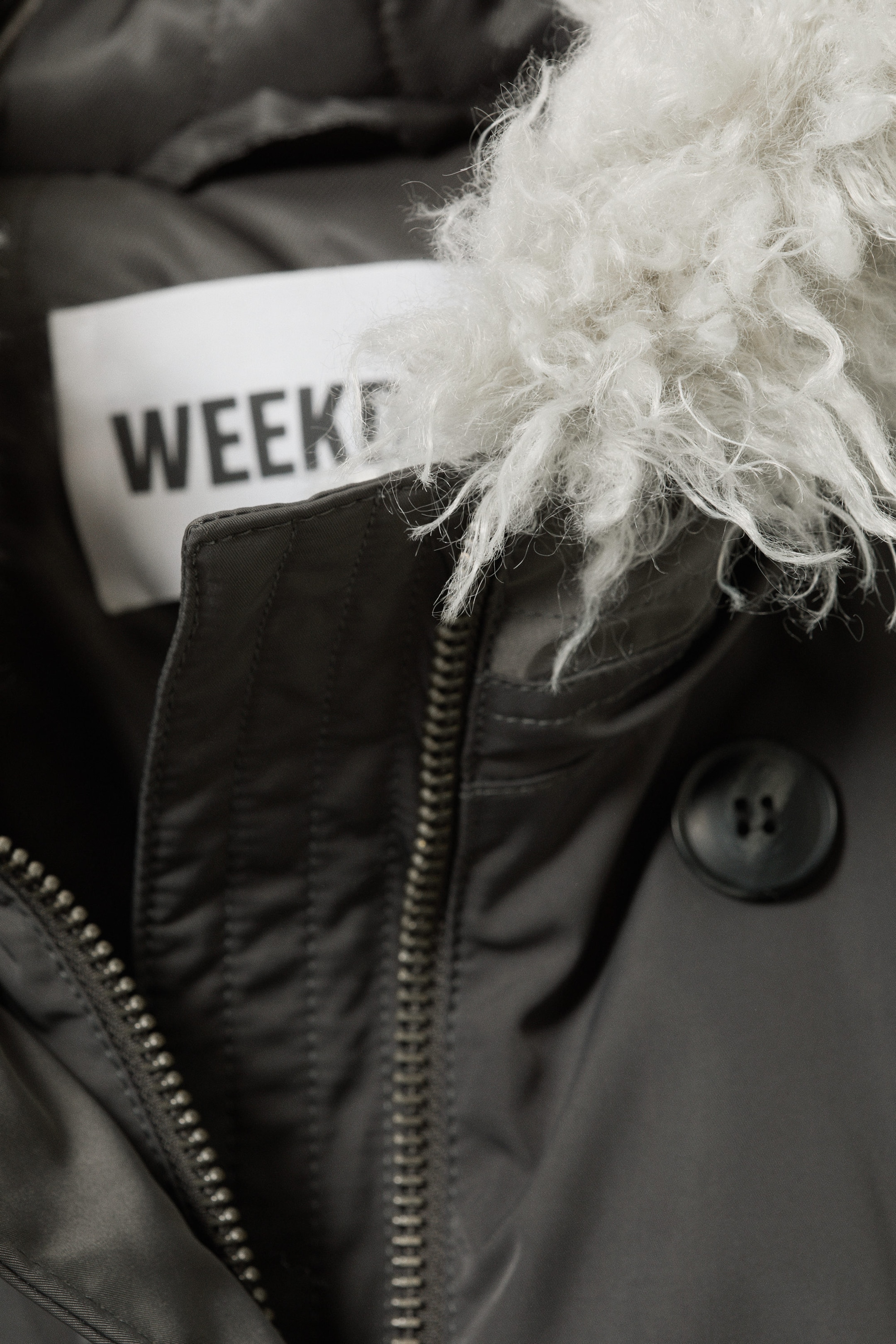 Dark Grey - Padded Bomber Parka with Faux Fur Trim - 6