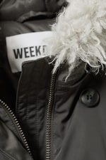 Dark Grey - Padded Bomber Parka with Faux Fur Trim - 6