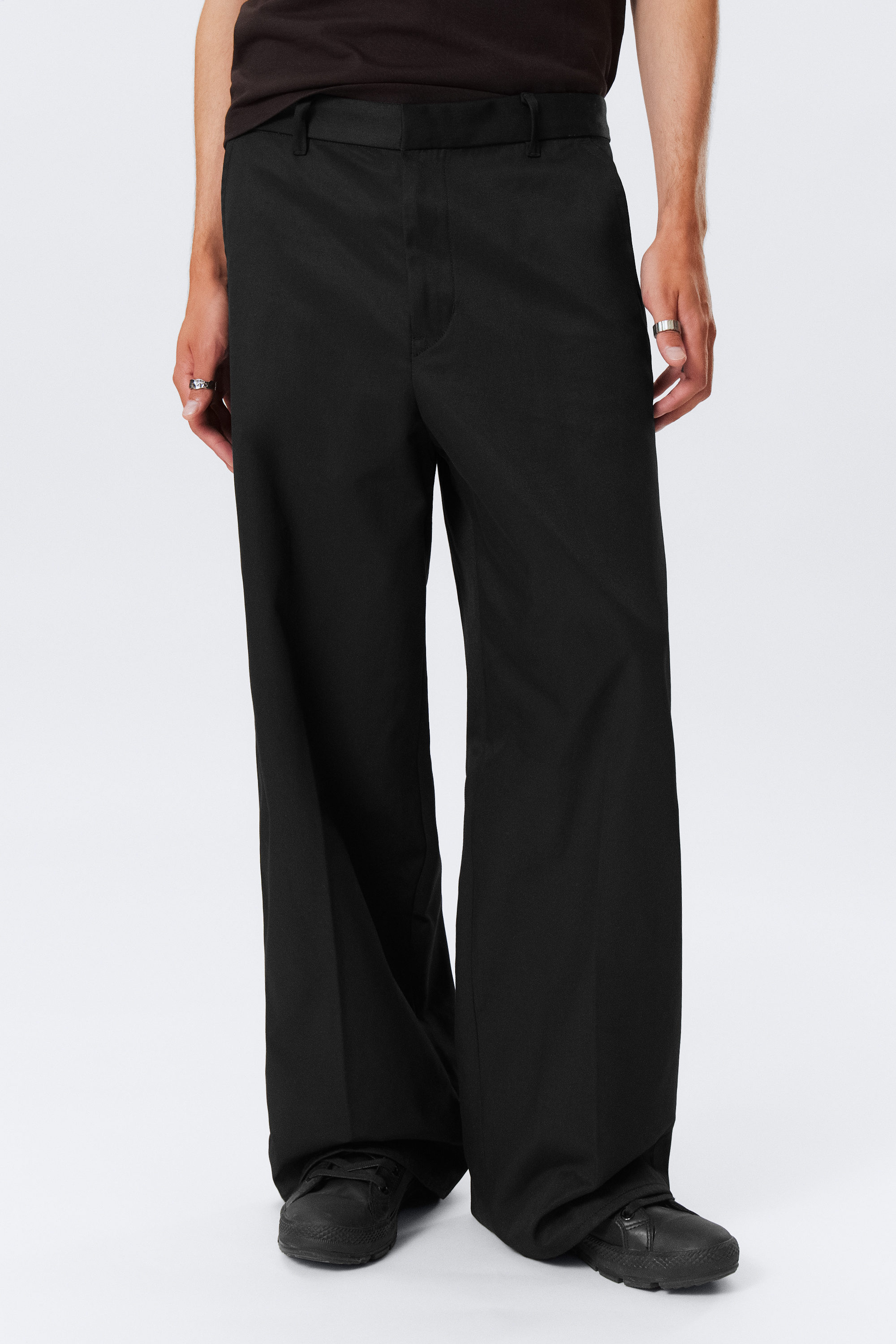 Black - Loose Fit Twill Chino Trousers - 2