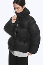 Black - Oversized Hooded Recycled Down Puffer Jacket - 2