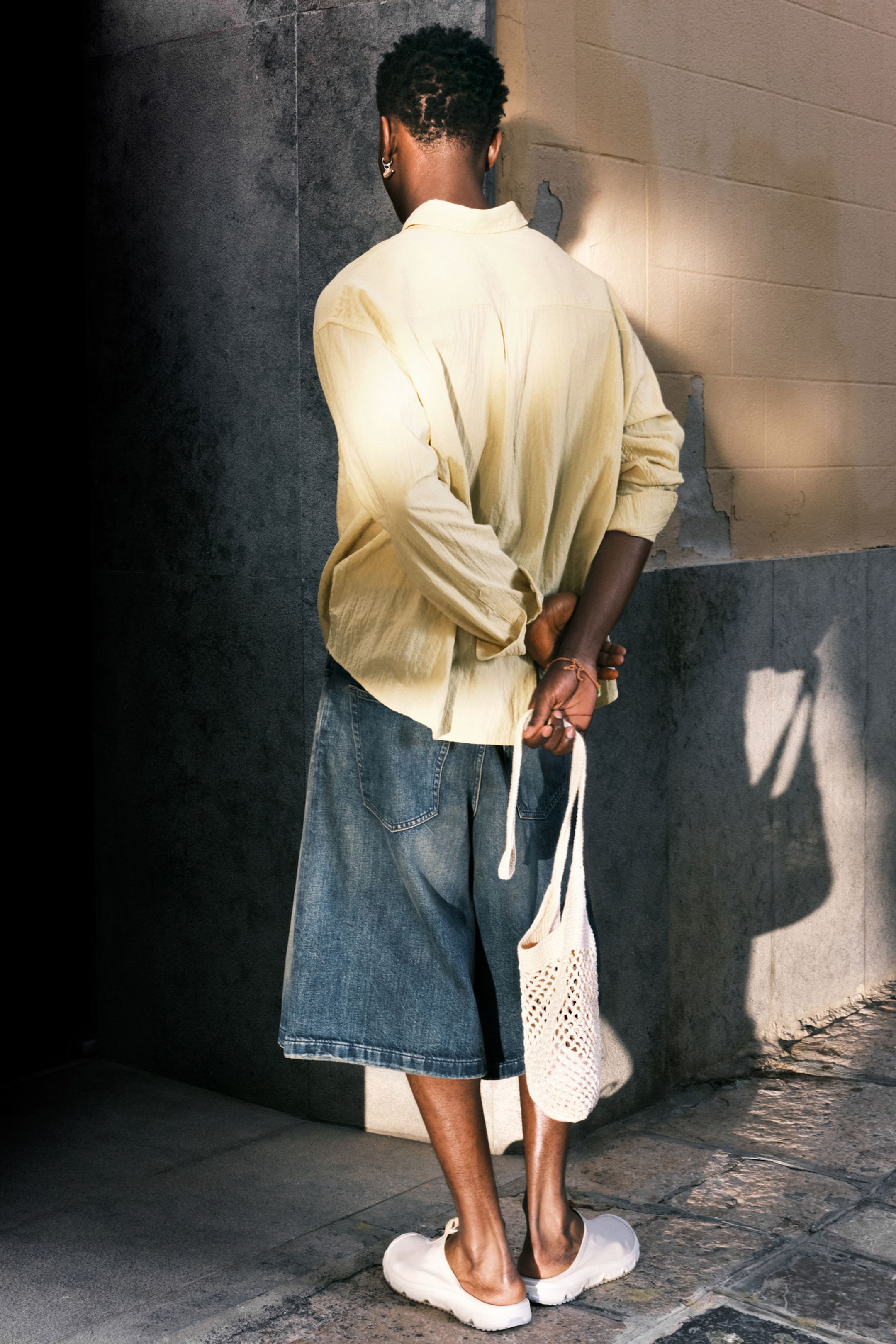 Light Yellow - Oversized Seersucker Button Down Shirt - 2