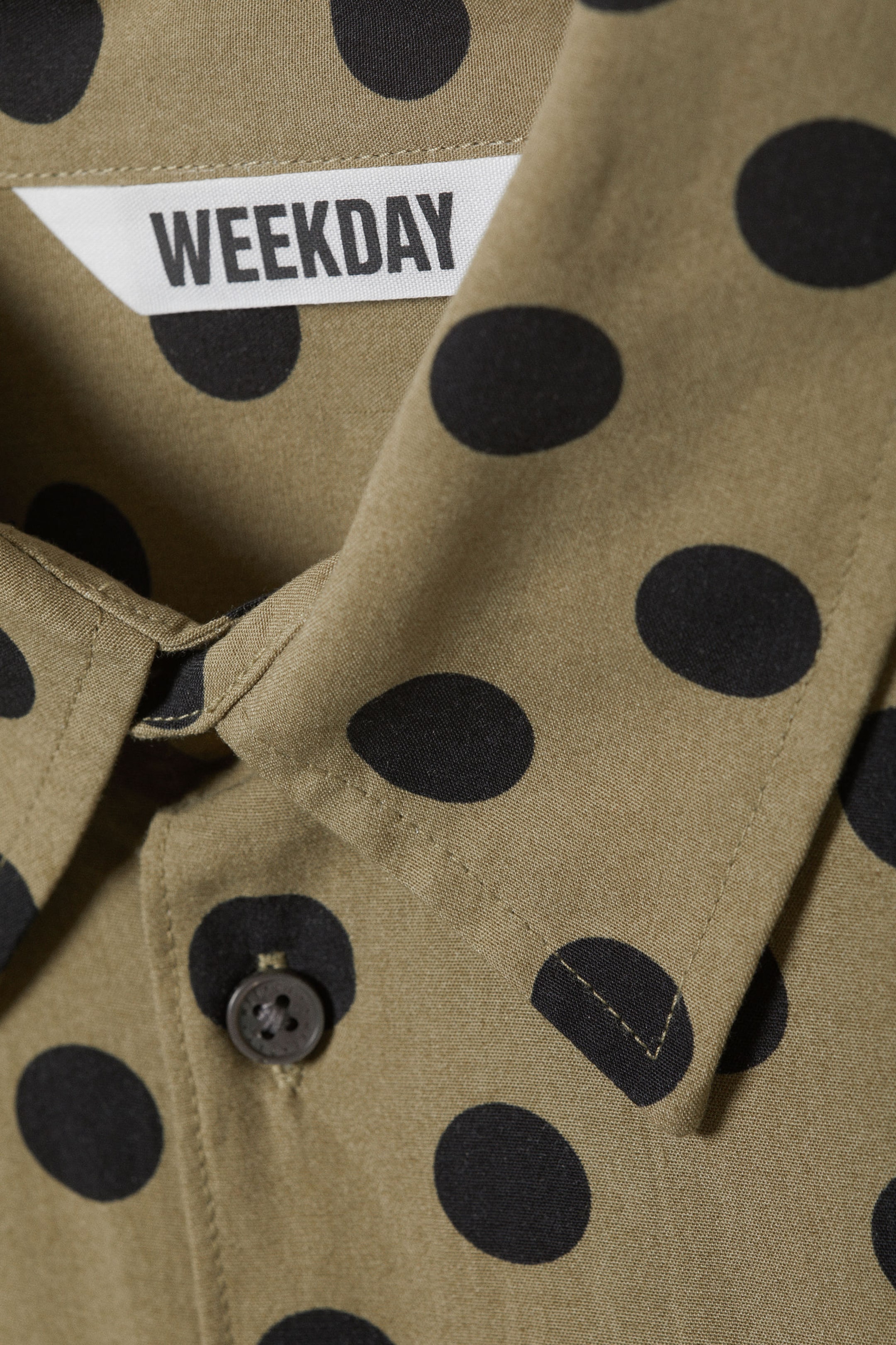 Dusty Khaki Dots - Oversized Boxy Long Sleeve Shirt - 1