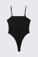 Schwarz - Figurbetonter Body mit eckigem Ausschnitt - 4