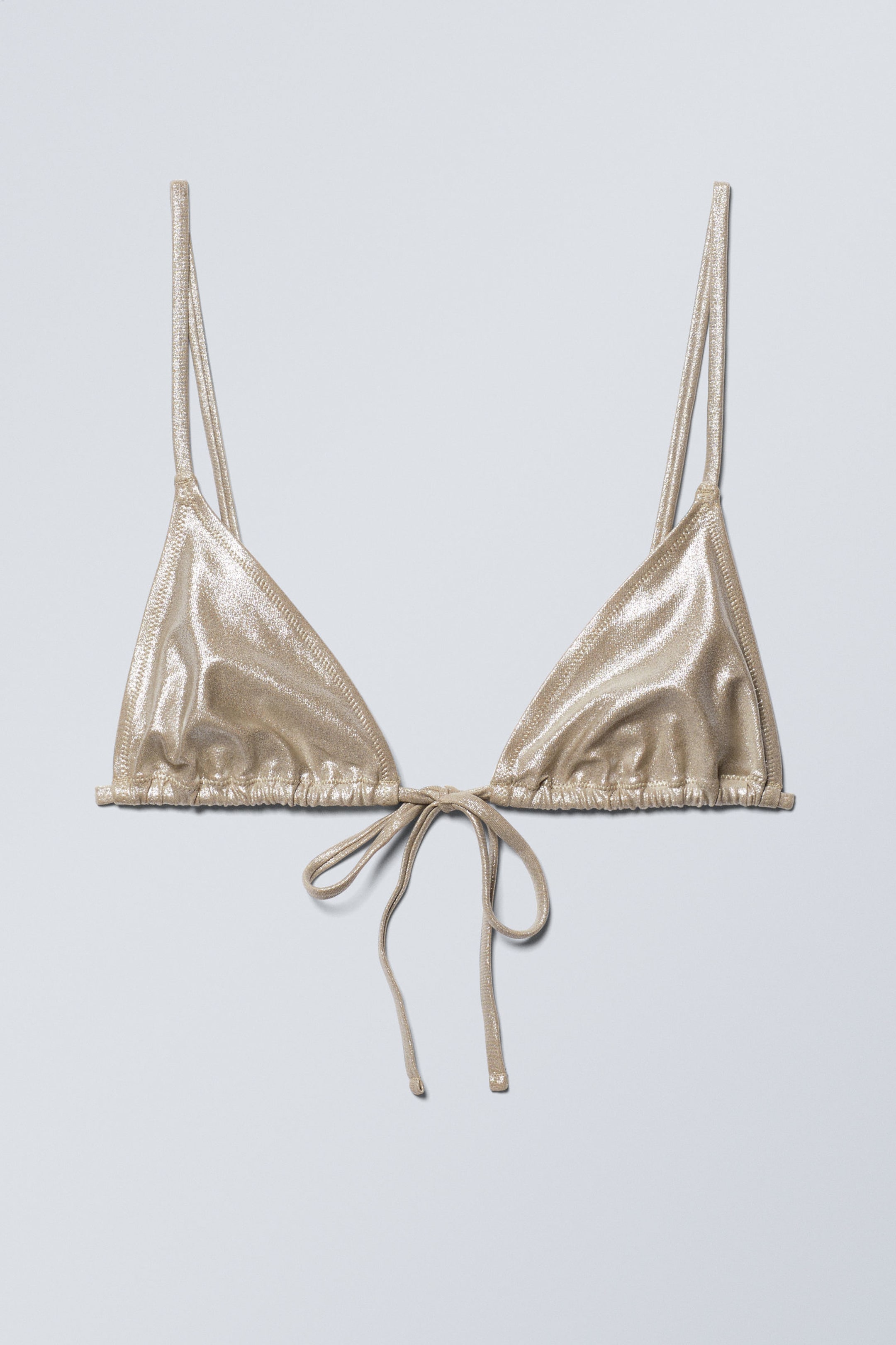 Dusty Glitter Beige - Glitter Triangle Bikini Top - 0