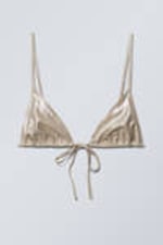 Dusty Glitter Beige - Glitter Triangle Bikini Top - 0