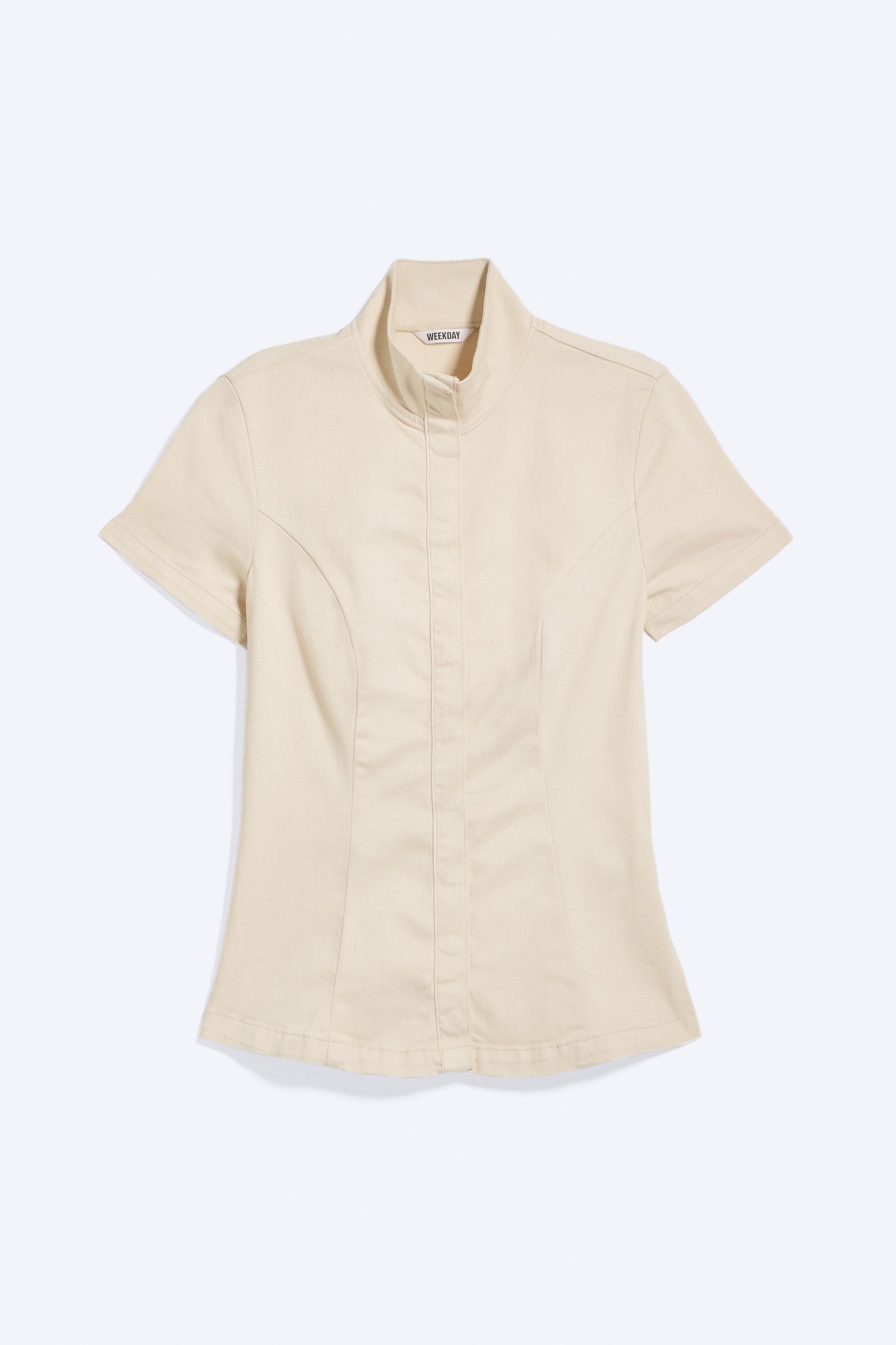 Top aderente in cotone - Beige polvere chiaro/Nero/Viola polveroso