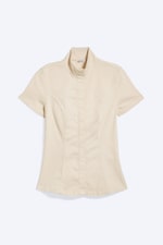 Helles Staubbeige - Figurbetontes Top aus Baumwolle - 4