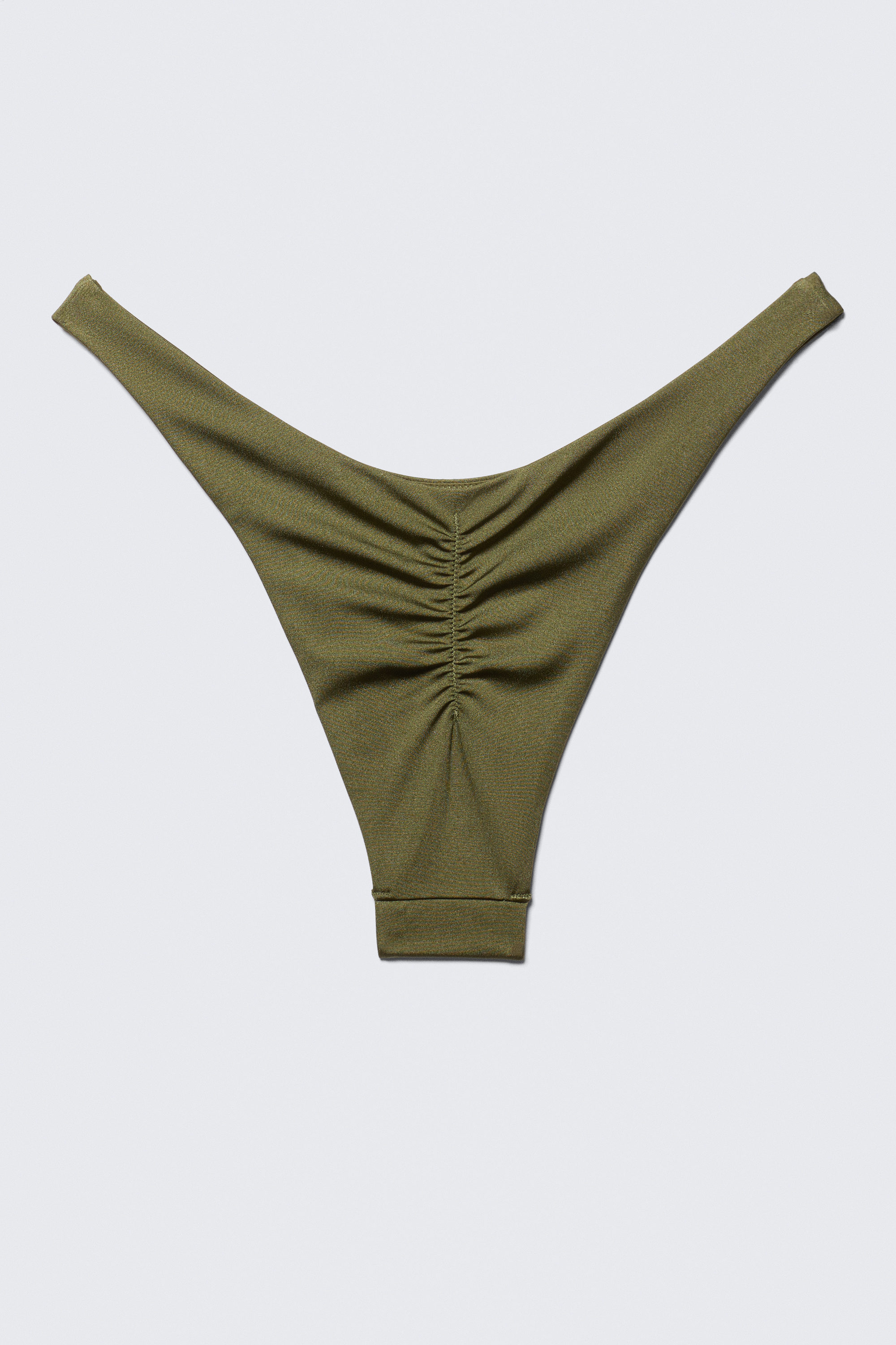 Mörkgrön - Mid-Rise Ruched Brazilian Bikini Bottoms - 4