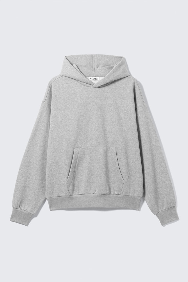Hoodie mit weiter Passform - Grau meliert/Schwarz - 1