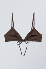 Dark Brown Shimmer - Front Tie Bikini Top - 0