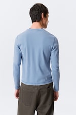 Washed Blue - Ribbed Long-Sleeved T-shirt - 2