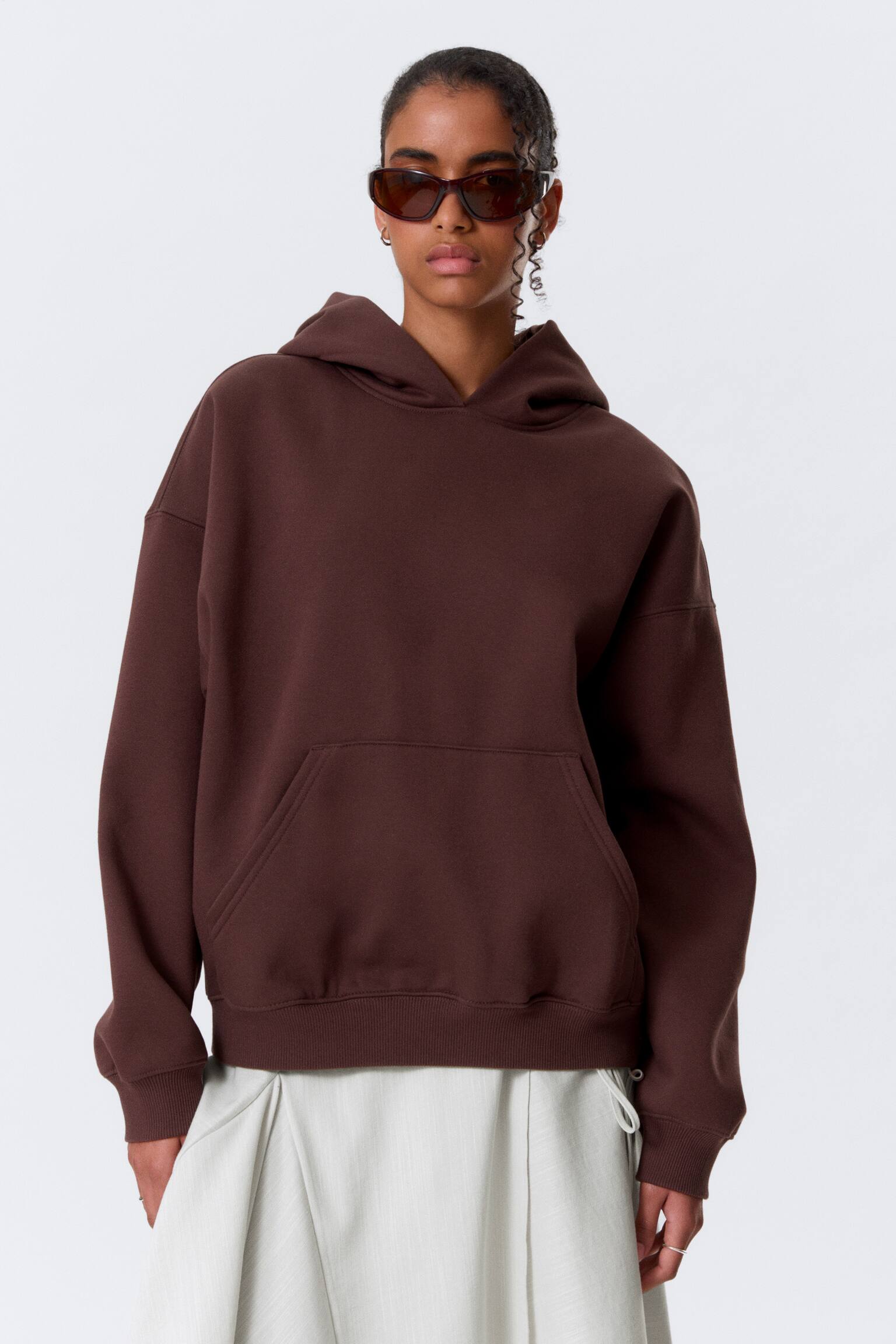 Schwerer Oversized-Kapuzenpullover - Dunkelrot/Schwarz/Hellgrau meliert/Dunkelbraun - 3