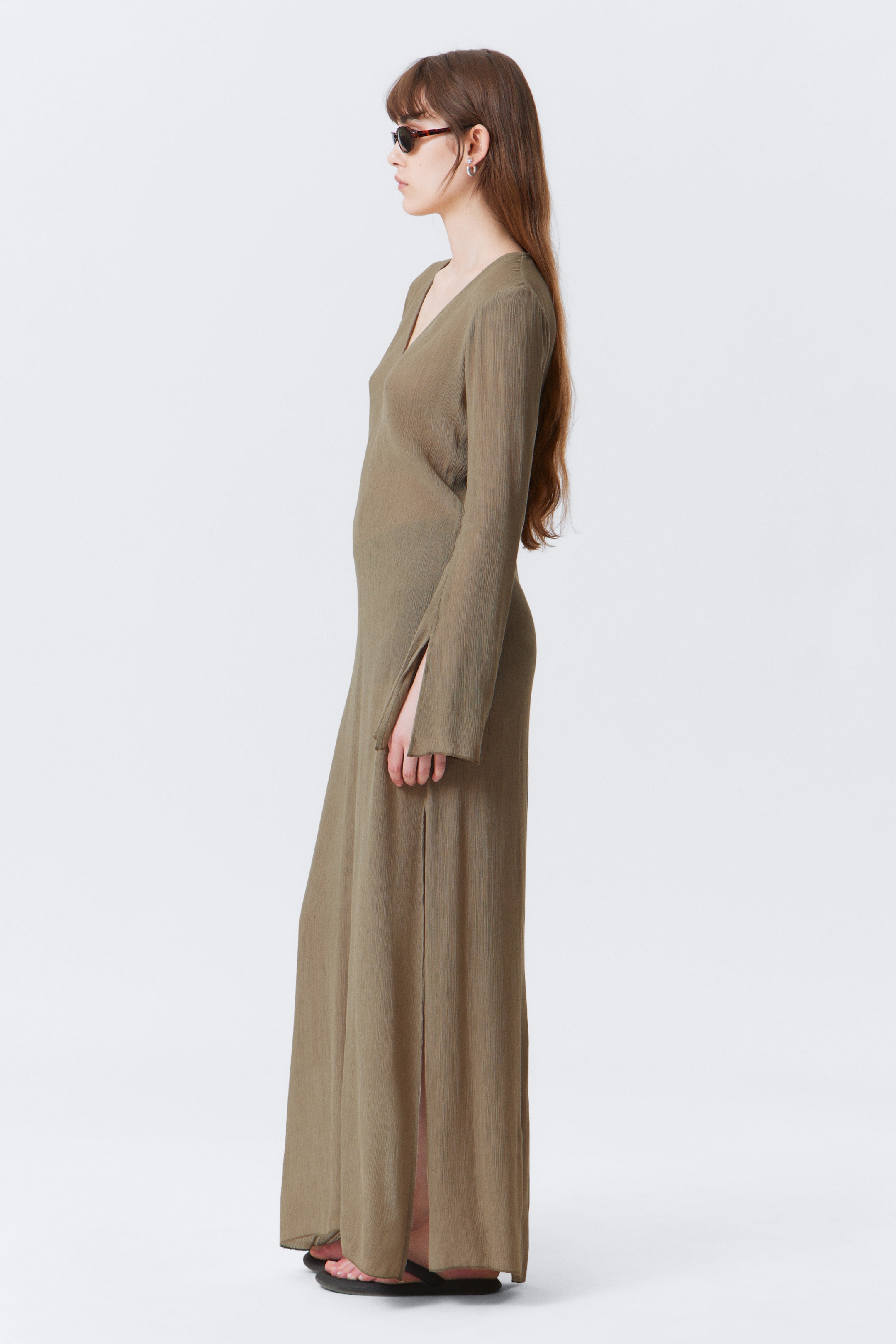 Visualizza immagine più grande: Maxi abito semi-trasparente a maniche lunghe - Beige - DONNA | H&M IT 3