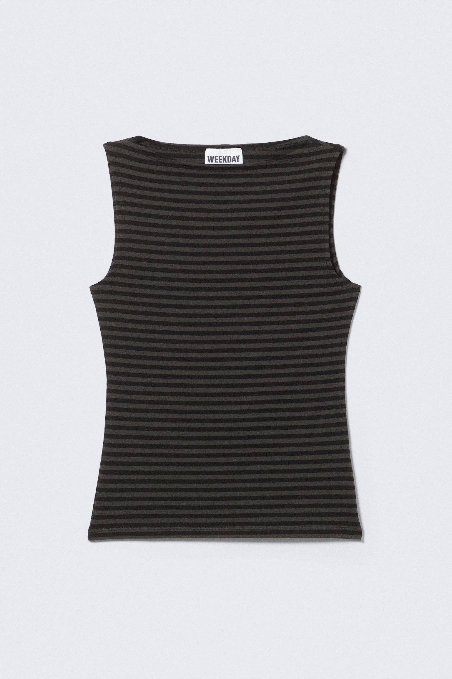 Annie Striped Sleeveless Boat-Neck Top - Black & Grey Stripes/Grey & White Stripes/Blue & Dark Mole Stripes - 2