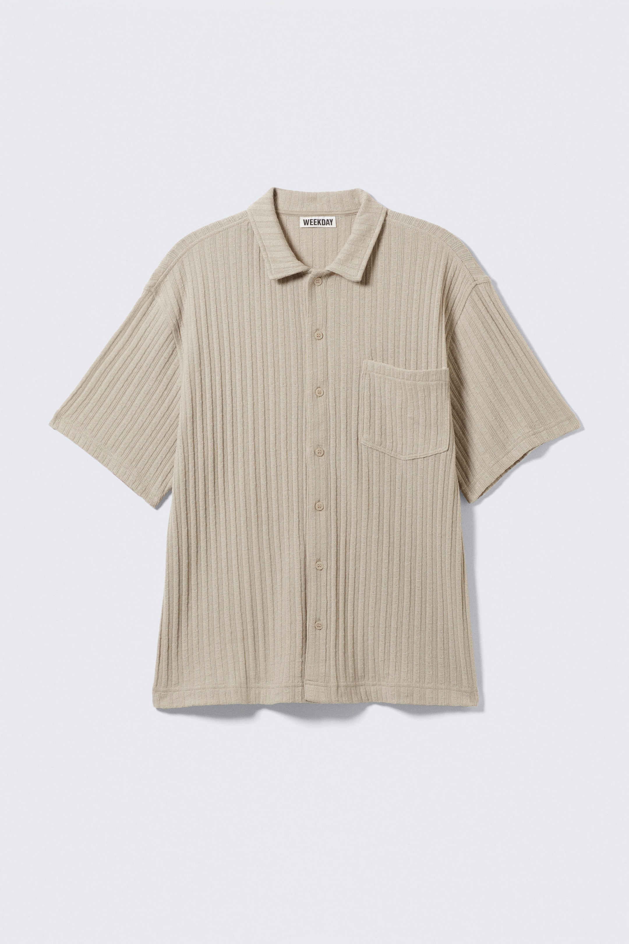 Taupe cendré - Chemise boutonnée en maille manches courtes - 0