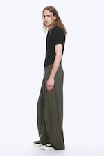 Khaki Green Melange - Uno Loose Suit Trousers - 2