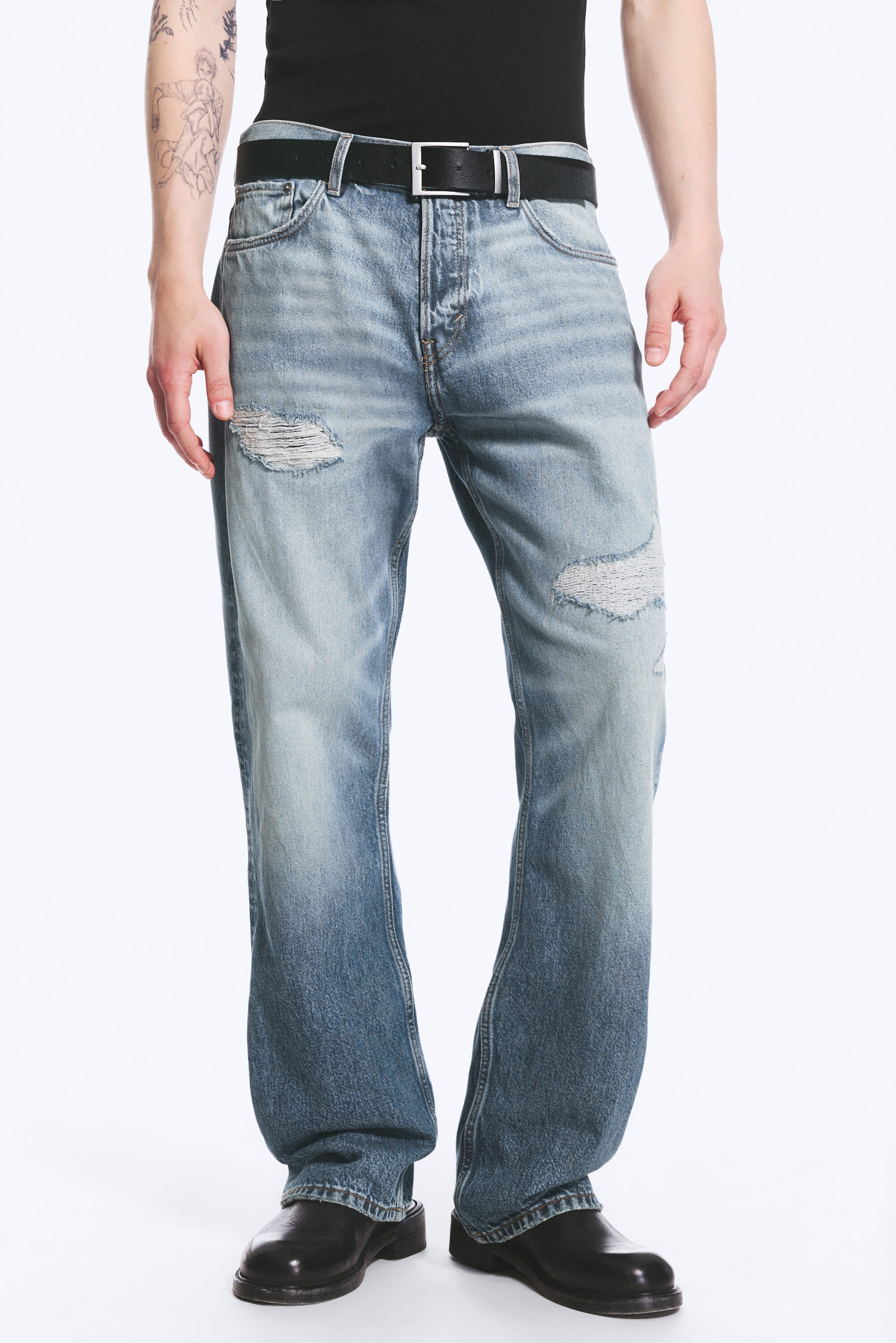 Blue Repair - Medium Blue - SPACE MID WAIST RELAXED STRAIGHT JEANS - 1