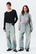 Port Blue - Bleu clair - Jean unisexe droit ample taille mi-haute Galaxy - 0