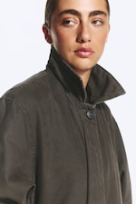 Dunkelgrau - Weit geschnittener Car Coat aus Canvas - 2