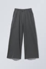 Washed Dark Grey - Loose Fit Wide Leg Jersey Trousers - 4