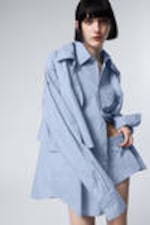 Light Blue - Double-Layered Oversized Shirt - 2