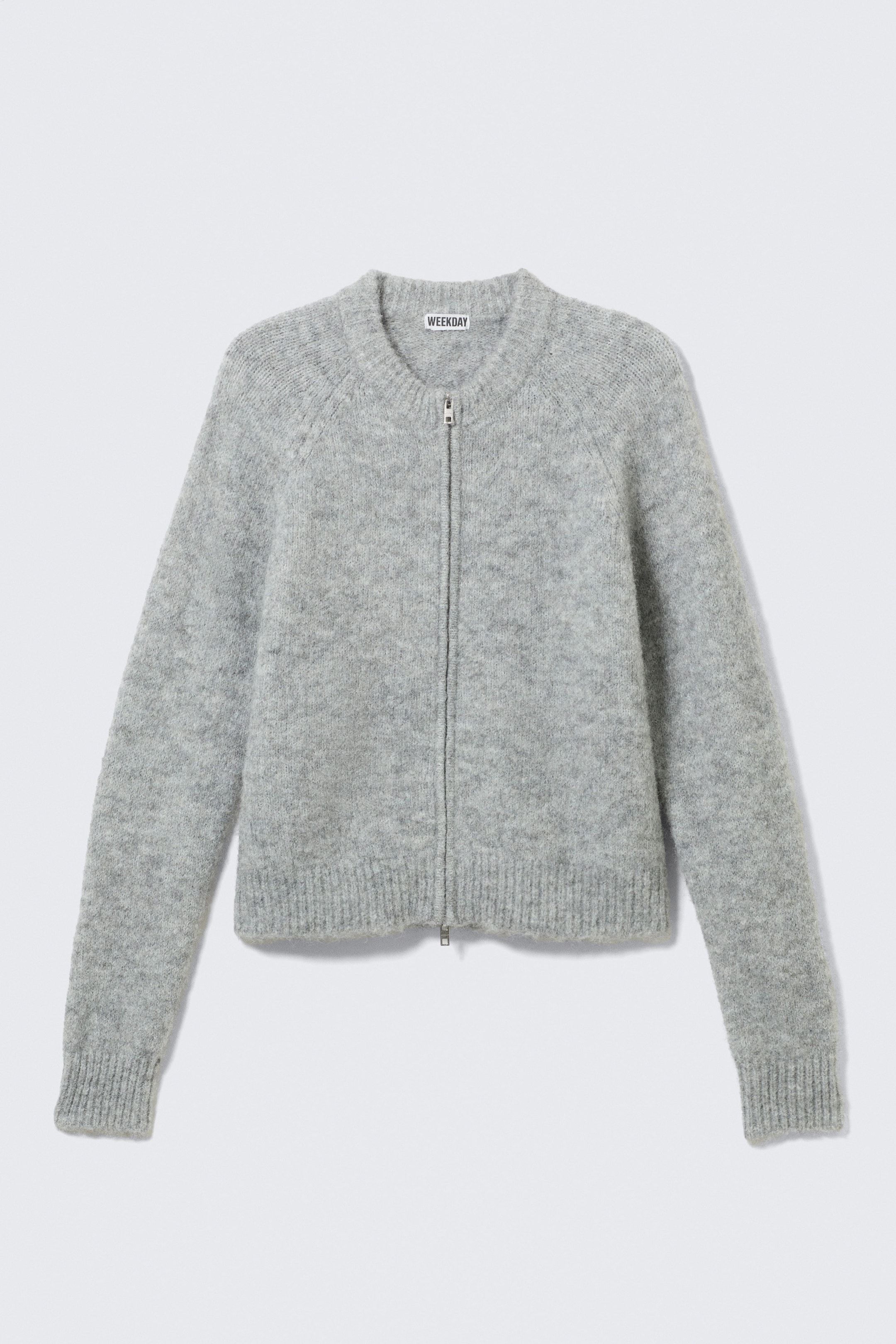 Grau meliert - Zip-Cardigan mit Raglanärmeln aus Wollmischung - 5
