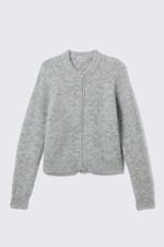 Grau meliert - Zip-Cardigan mit Raglanärmeln aus Wollmischung - 5