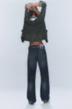 Blues - Dunkelblau - Anti – Unisex-Jeans mit niedrigem Bund - 5
