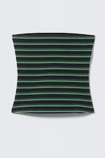 Schwarz & Grün gestreift - Gestreiftes Tube-Top aus Baumwolle - 0