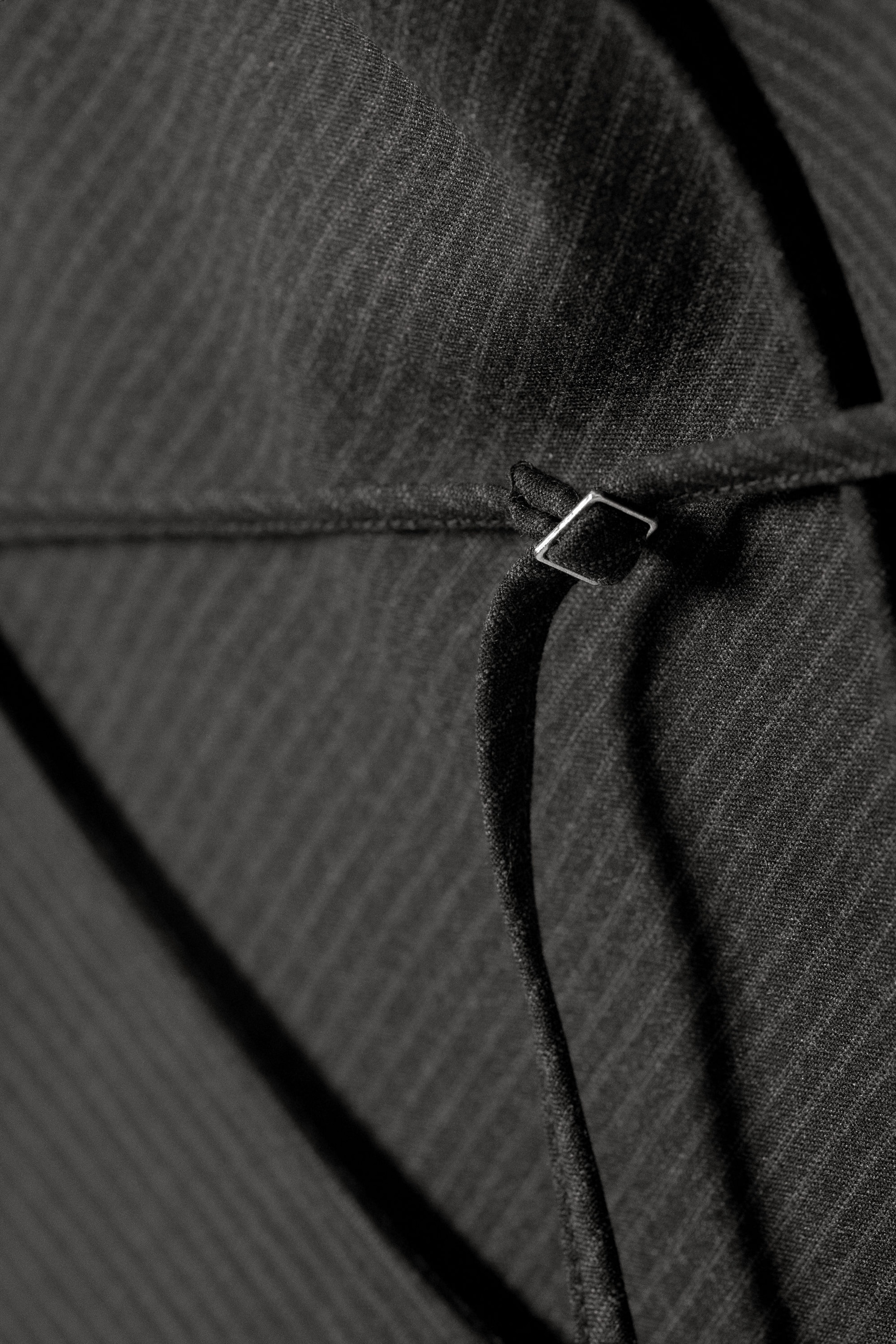 Striped Dark Grey - Draped Halter Cowl Neck Midi Dress - 6