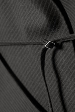 Striped Dark Grey - Draped Halter Cowl Neck Midi Dress - 6