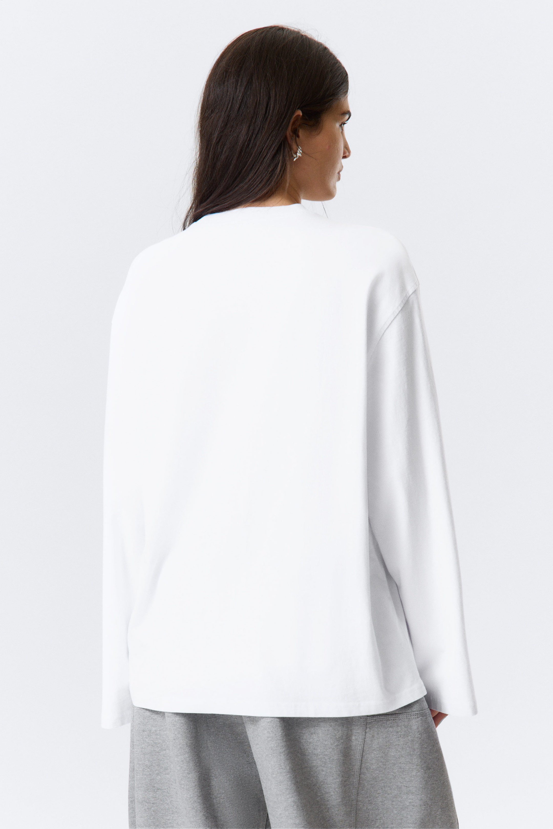 Wit - Oversized T-shirt met lange mouwen - 2
