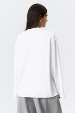 Wit - Oversized T-shirt met lange mouwen - 2