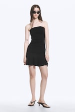 Schwarz - Gerafftes Tube-Minikleid - 0