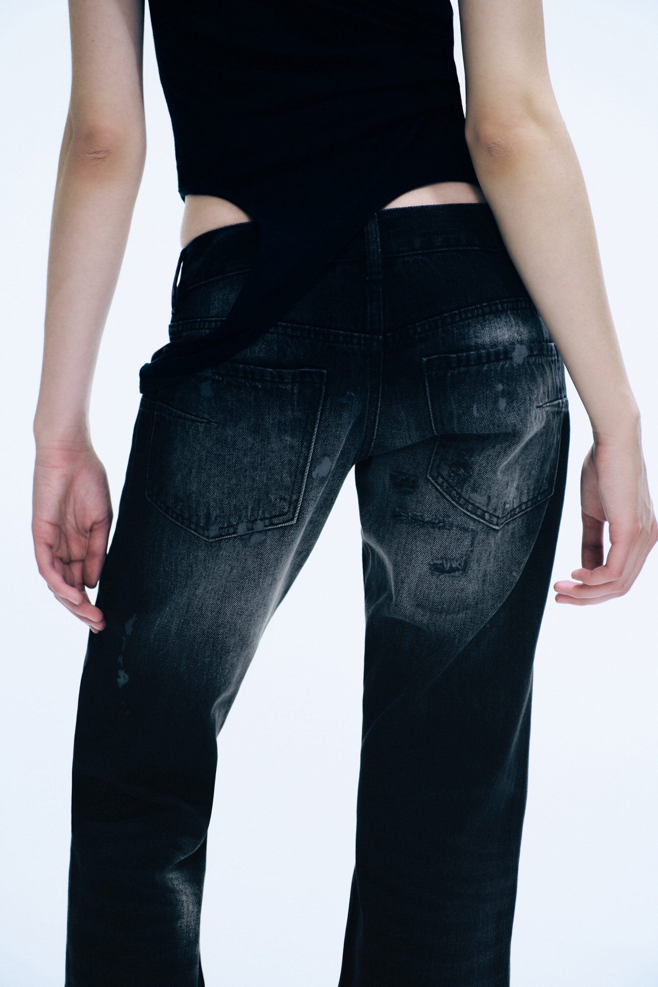 Washed Mid Black - Energy low waist bootcut jeans - 2