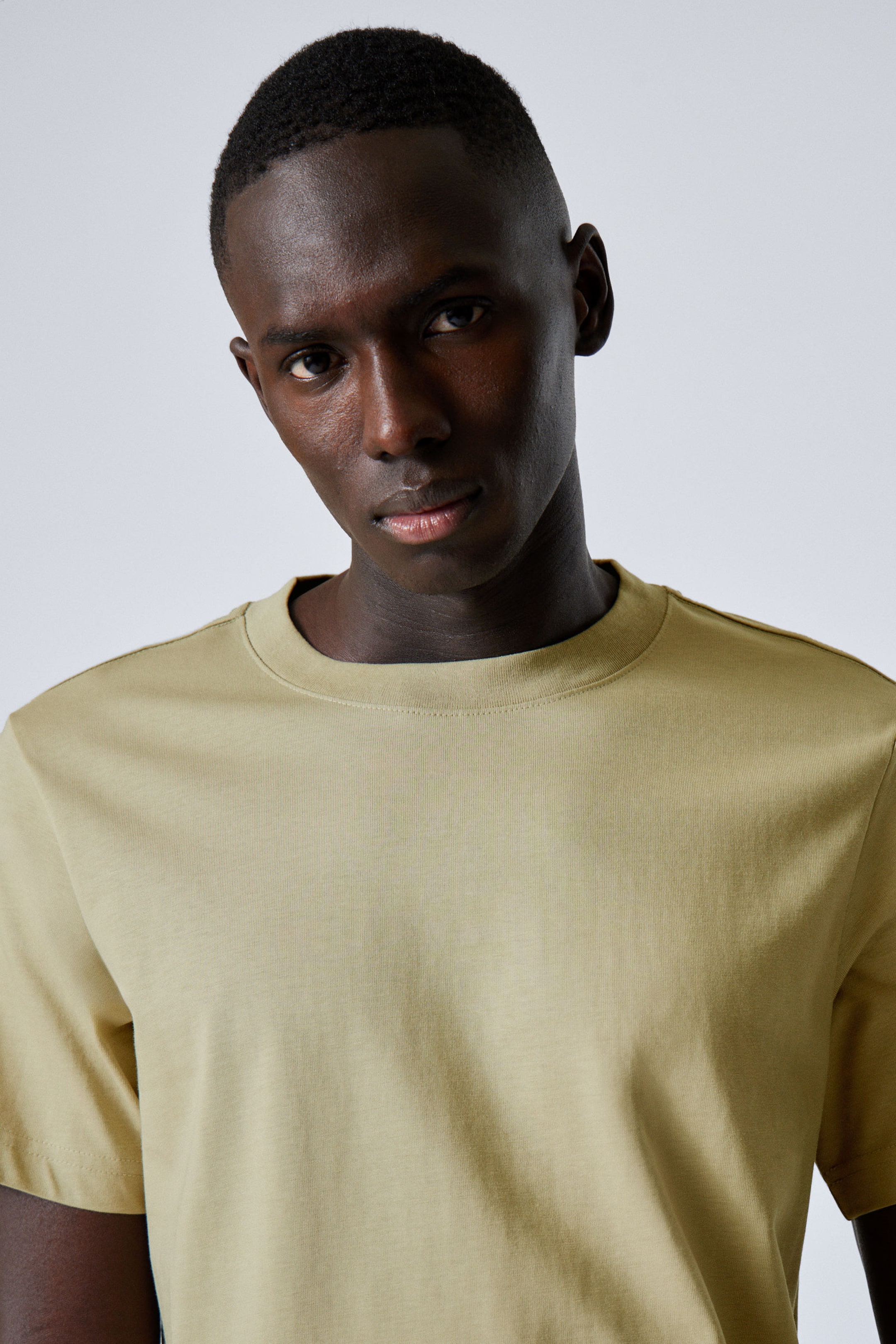 Light Khaki Green - Short Boxy Heavyweight T-shirt - 2