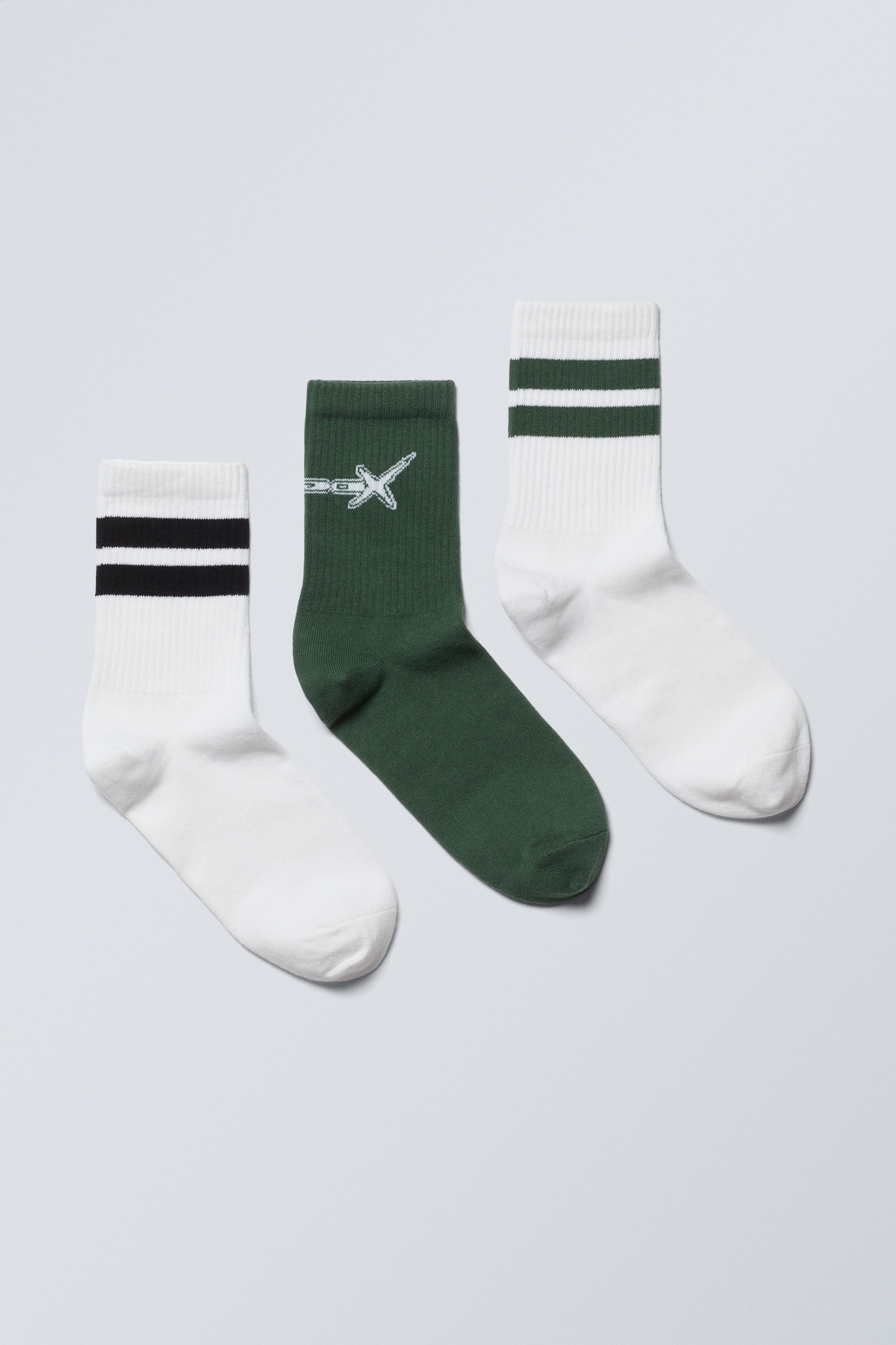 Hypnox grüne/schwarze Streifen - Grafische Sportsocken 3er-Pack - 0
