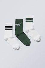 Hypnox grüne/schwarze Streifen - Grafische Sportsocken 3er-Pack - 0