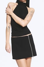 Black - Zip Mini Skirt - 1