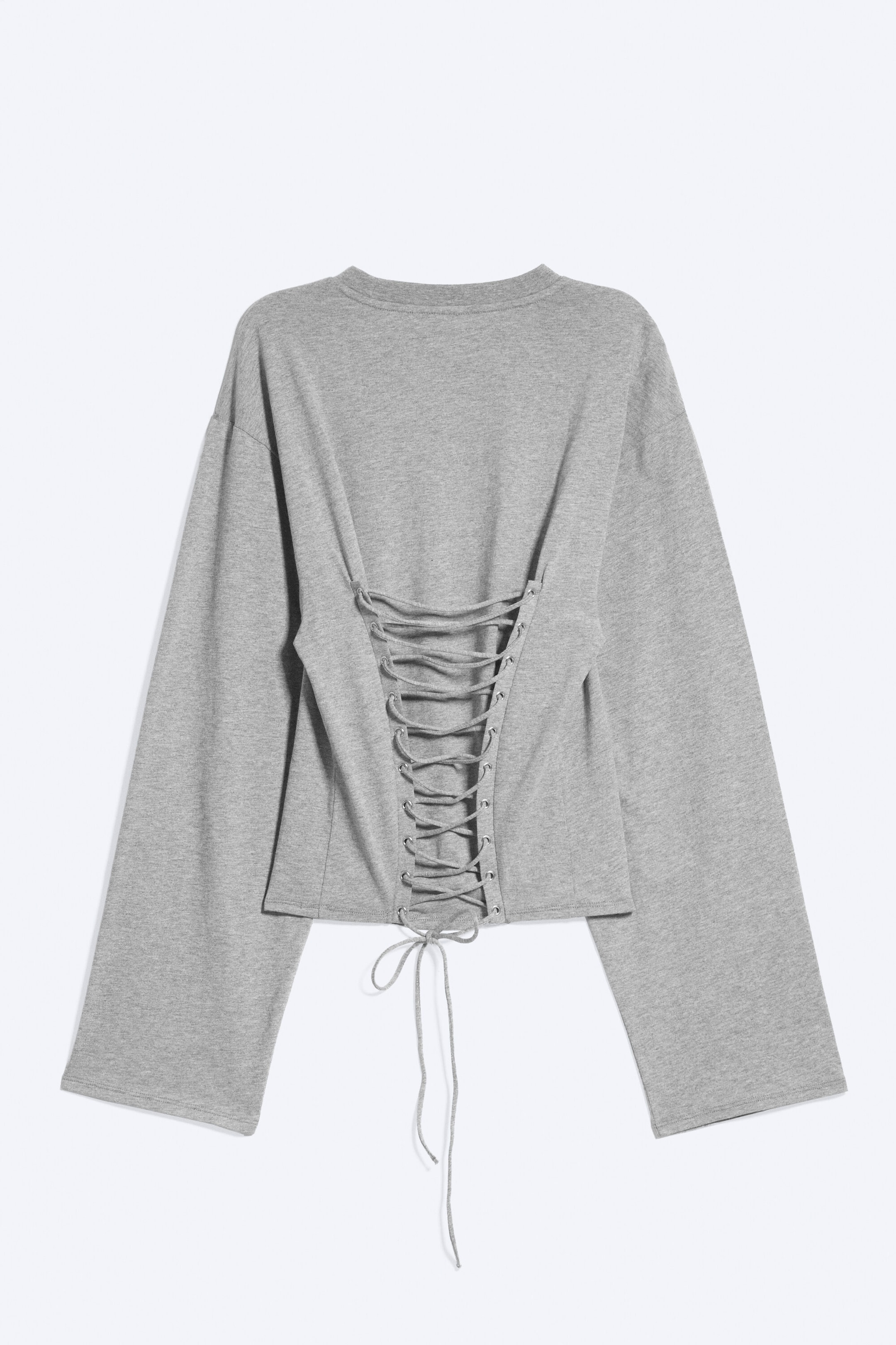 Gris chiné - Top à manches longues dos croisé - 5