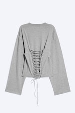 Gris chiné - Top à manches longues dos croisé - 5