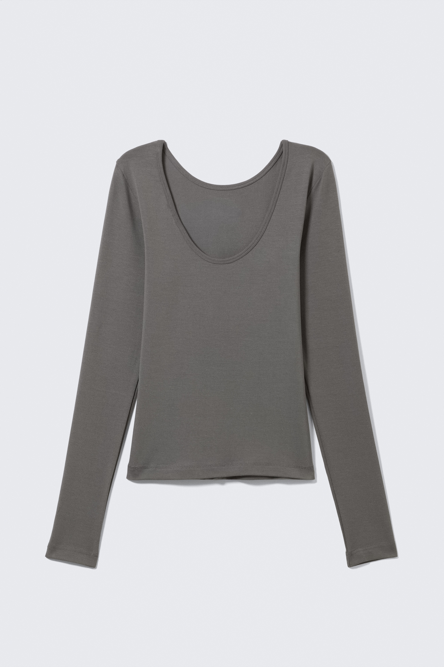 Hlboko vykrojený top s dlhými rukávmi - šedá/Black/Biela - 2