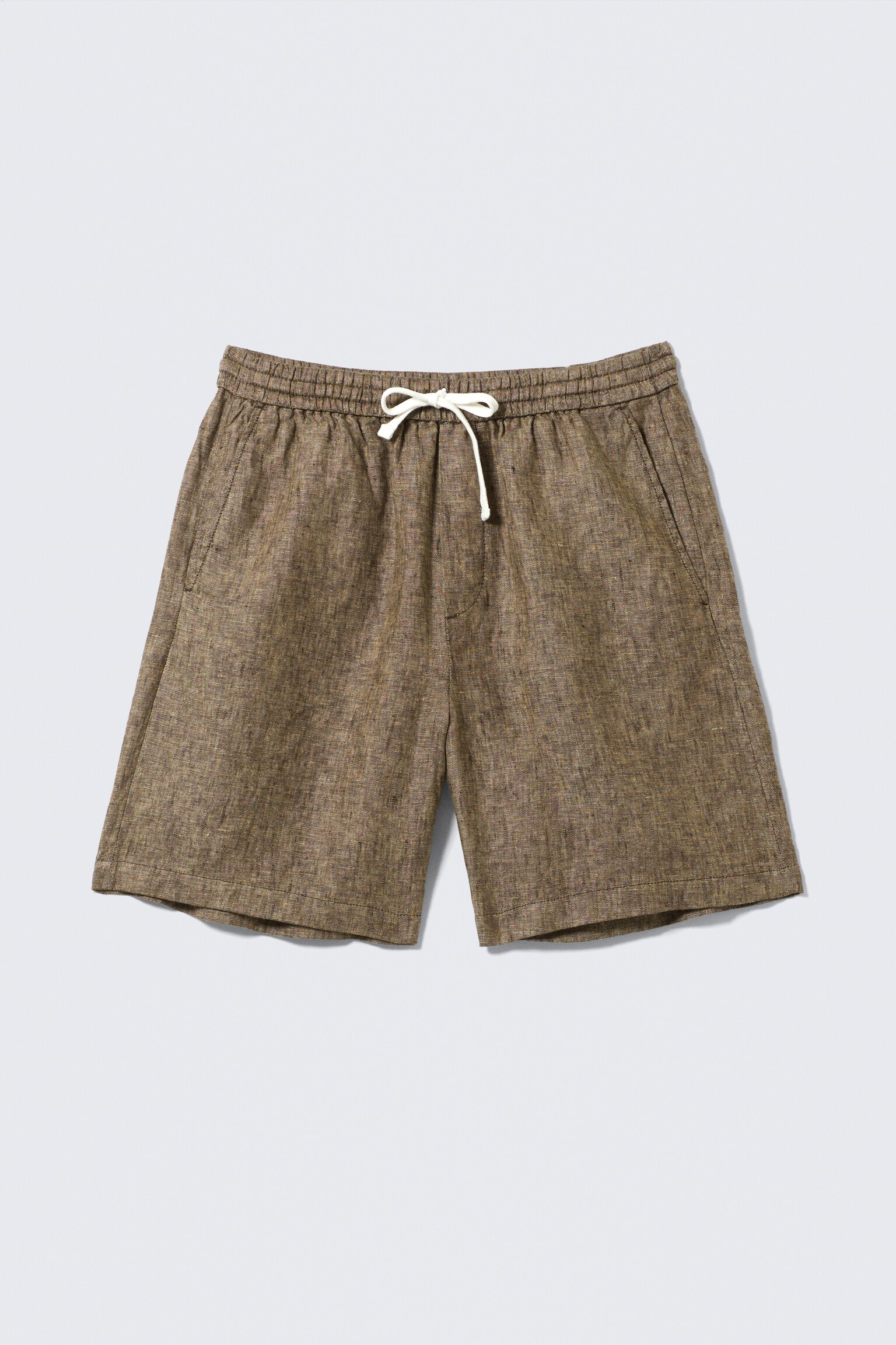 Shorts de lino holgados con cordón - Marrón oscuro jaspeado/Negro/Crudo - 1