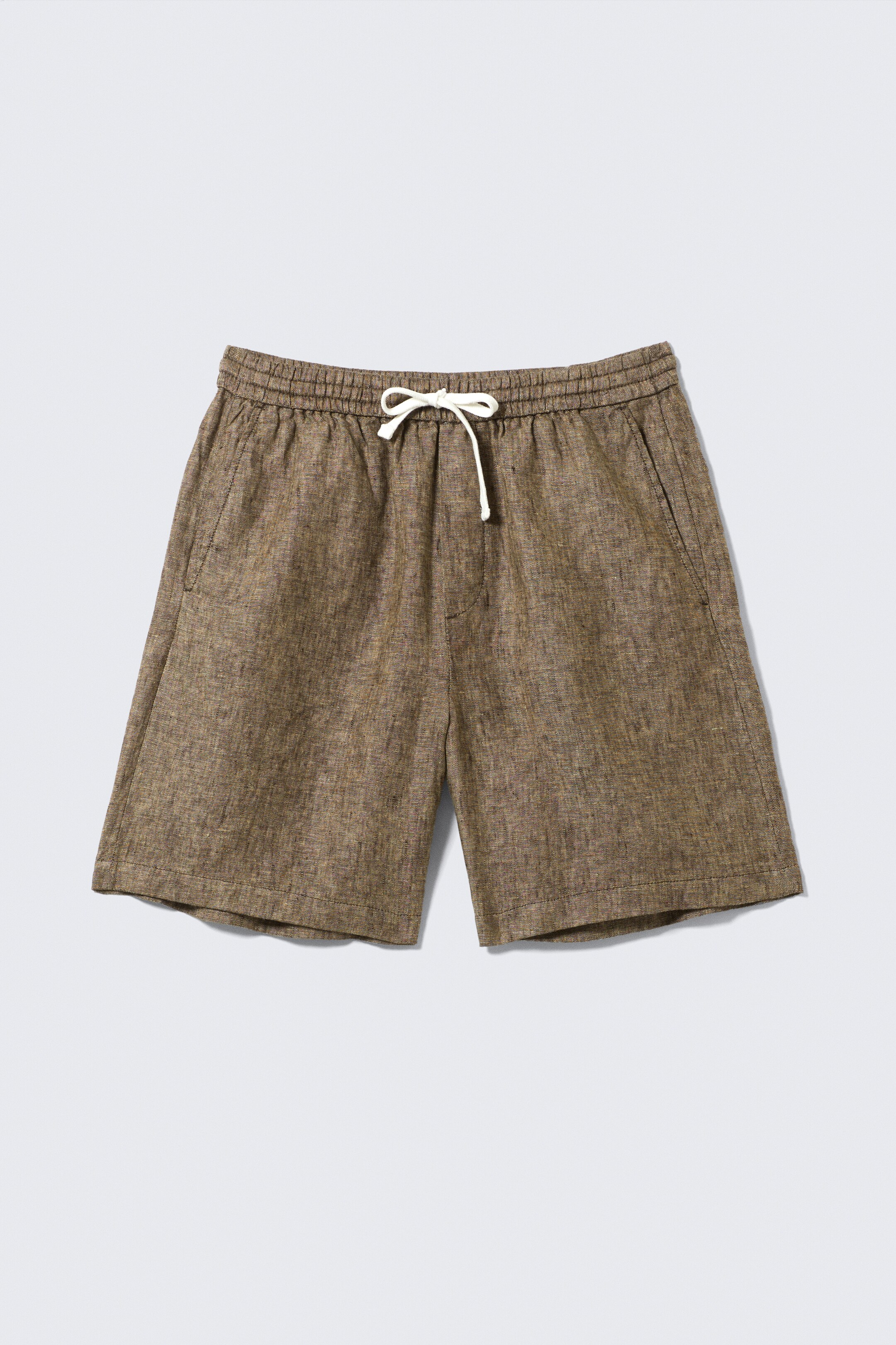 Visualizza immagine più grande: Shorts relaxed in lino con coulisse - Marrone scuro mélange - UOMO | H&M IT 4
